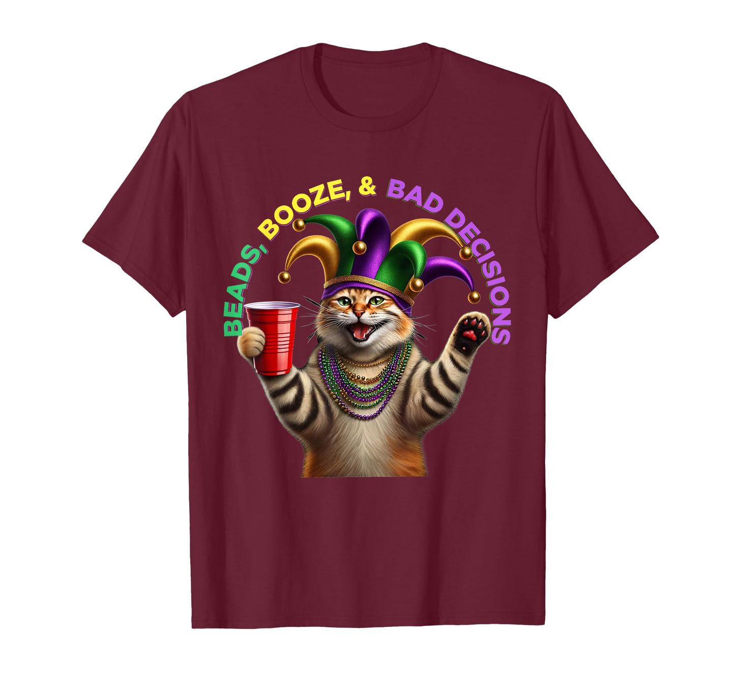 Matching Mens Womans Funny Meowdi Gras Cat Mardi Gras T-Shirt