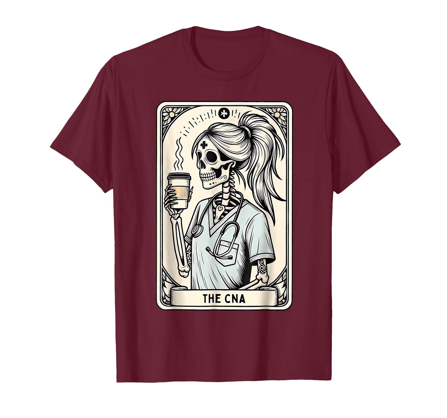 Certified Nurse Assistant Tarot Card Skeleton CNA Halloween T-Shirt