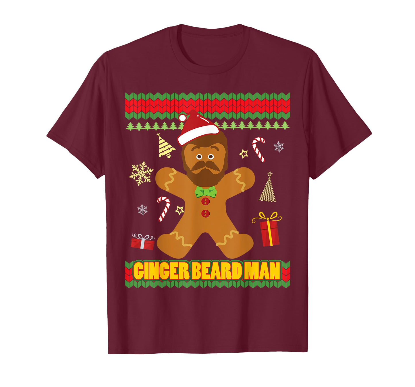 Ugly Ginger Beard Man Holiday Gingerbread Christmas T-Shirt
