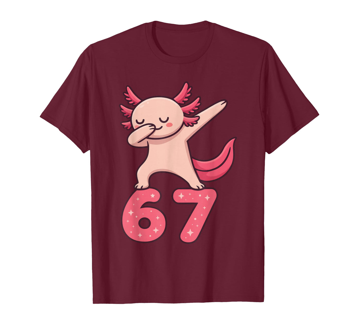Axolotl Dabbing 67 Meme Six Seven Funny Gen Alpha T-Shirt