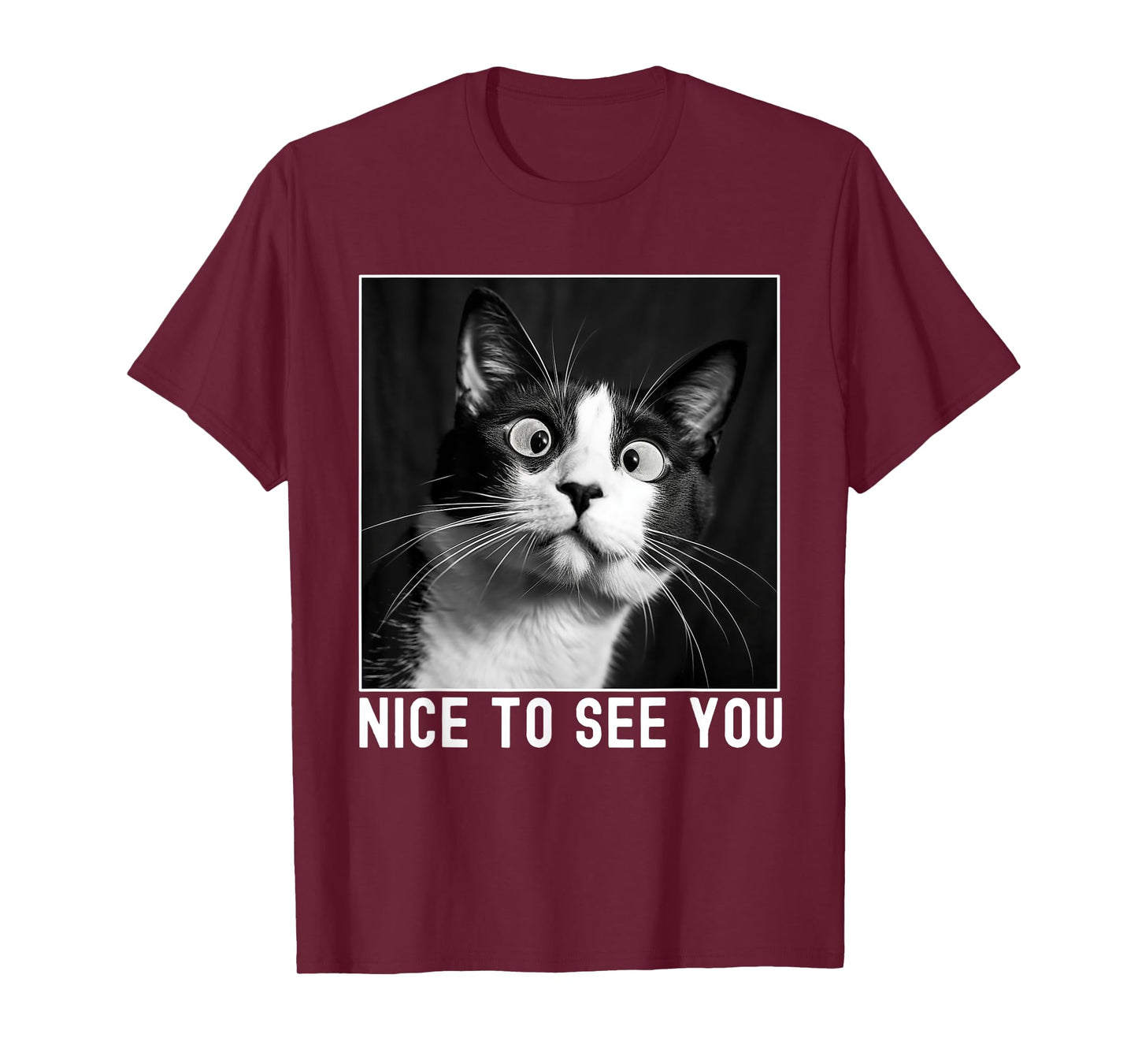 Funny Cat Nice To See You Cross Eyed Funny Joke Meme T-Shirt