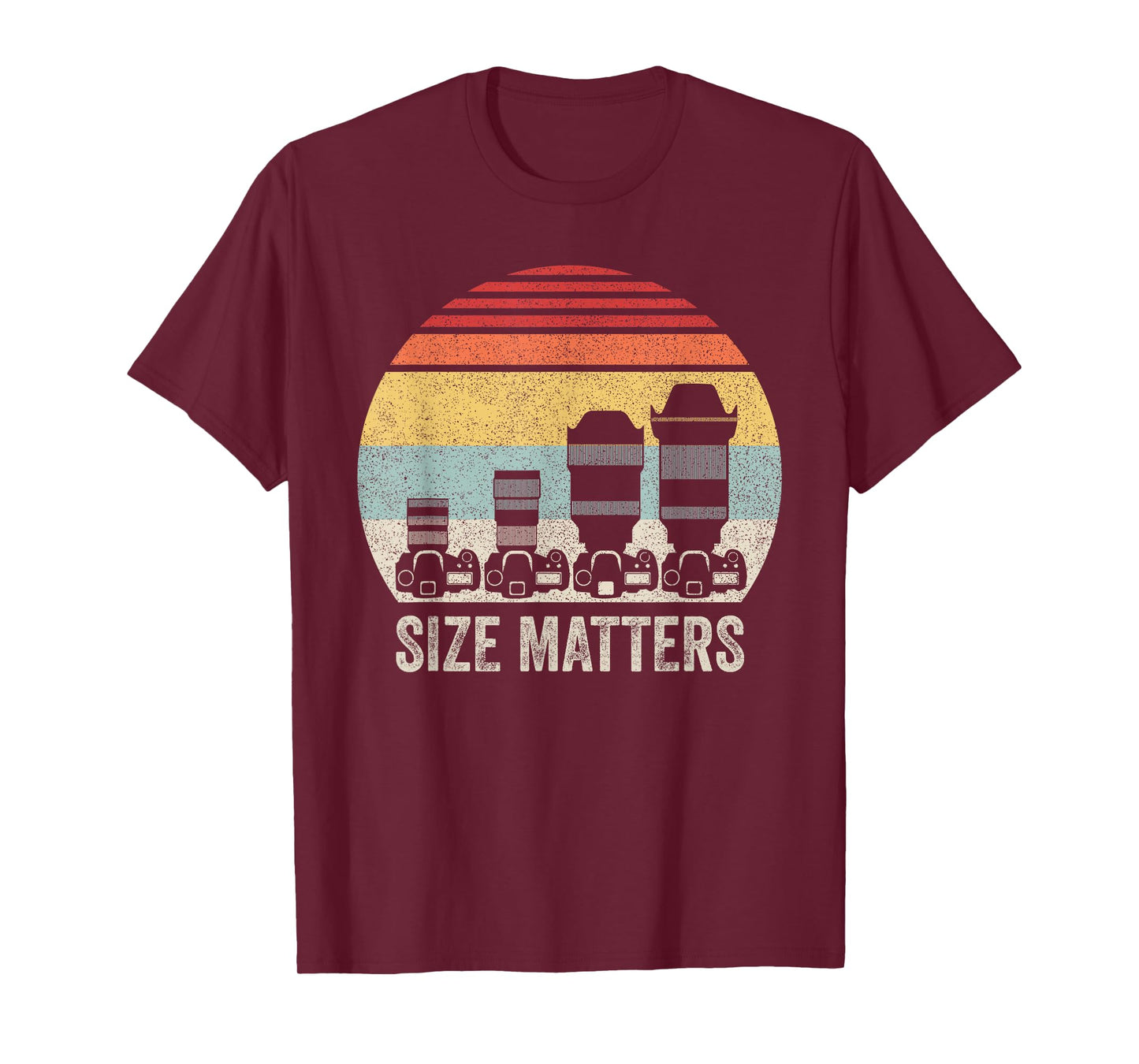 Catch Some Rays Vintage Retro Funny Photography Camera Lens Size Matters Unisex Adult Black T-Shirt