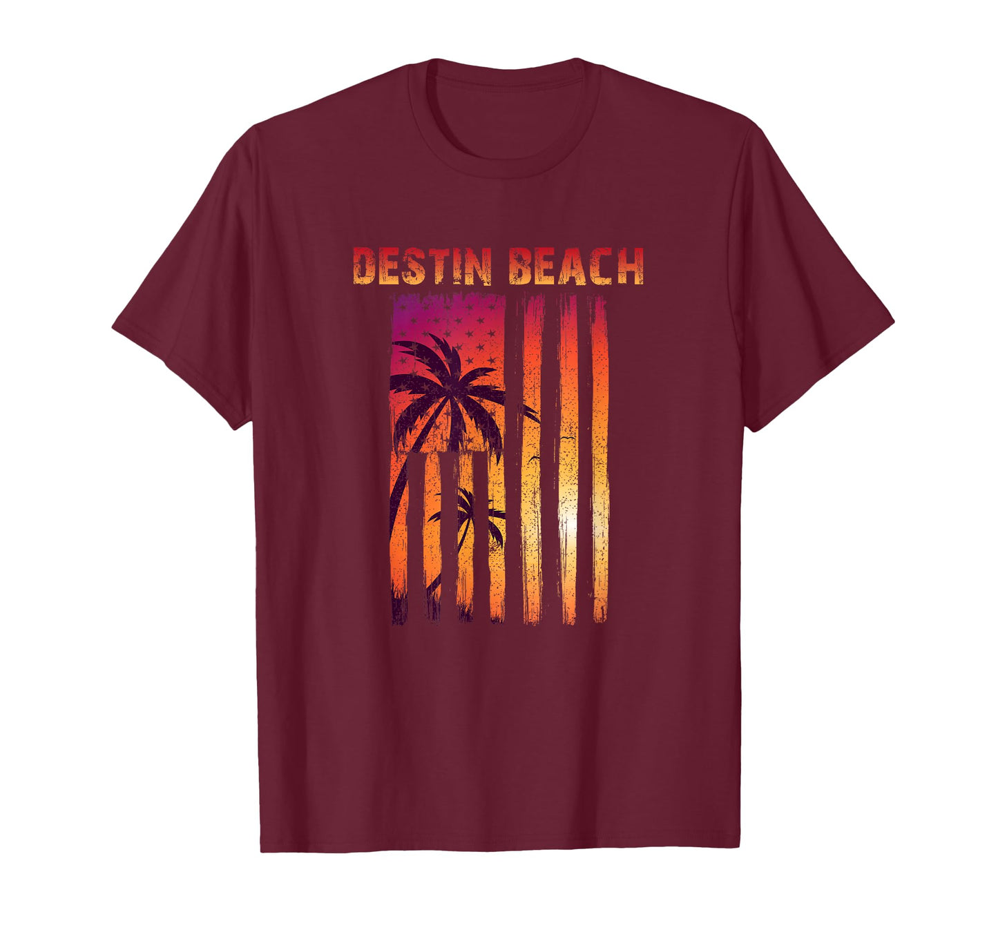 Vintage Destin Beach, Florida Patriotic Flag T-Shirt