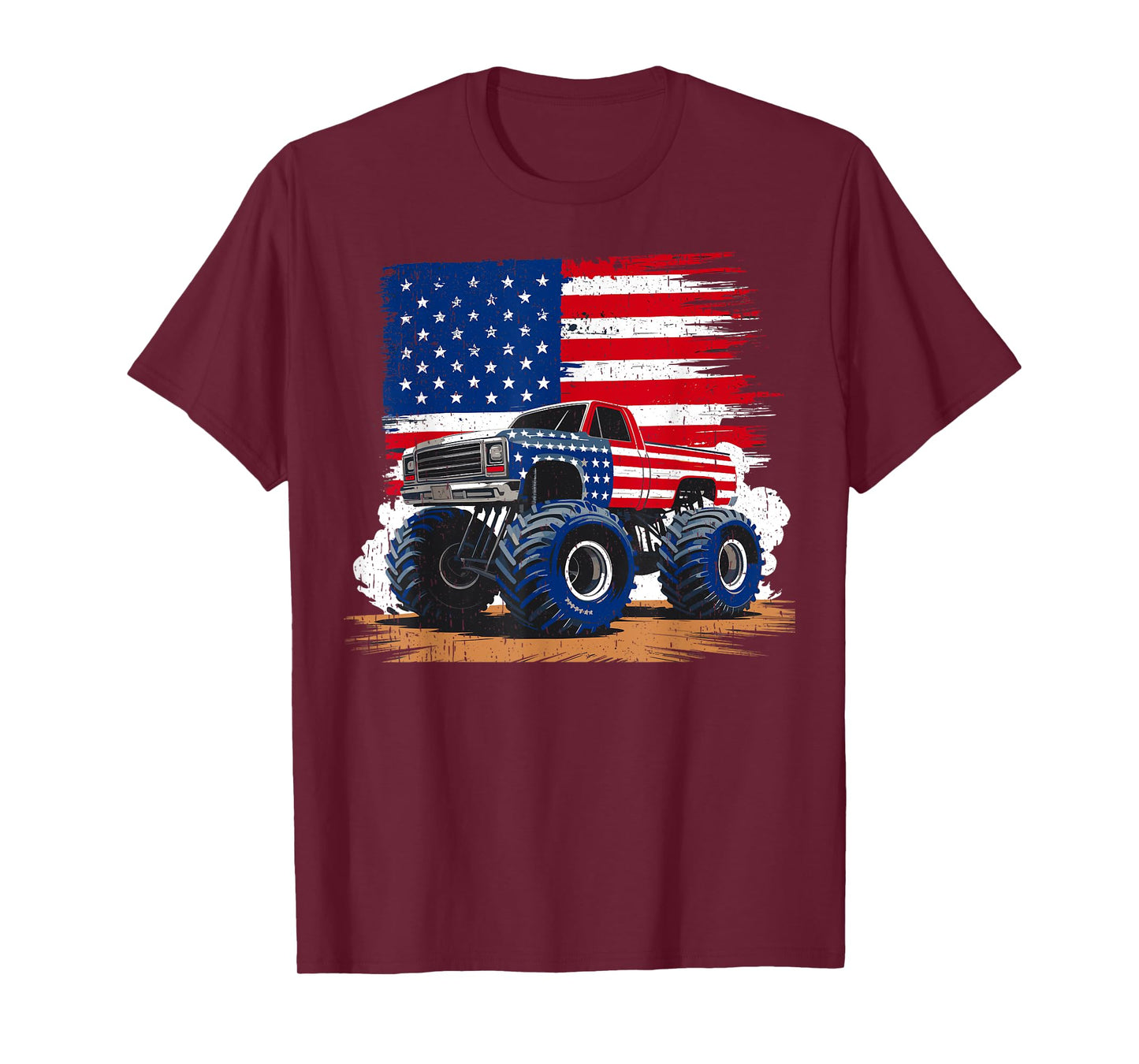USA T Shirt Monster Truck USA Flag American Retro T-Shirt