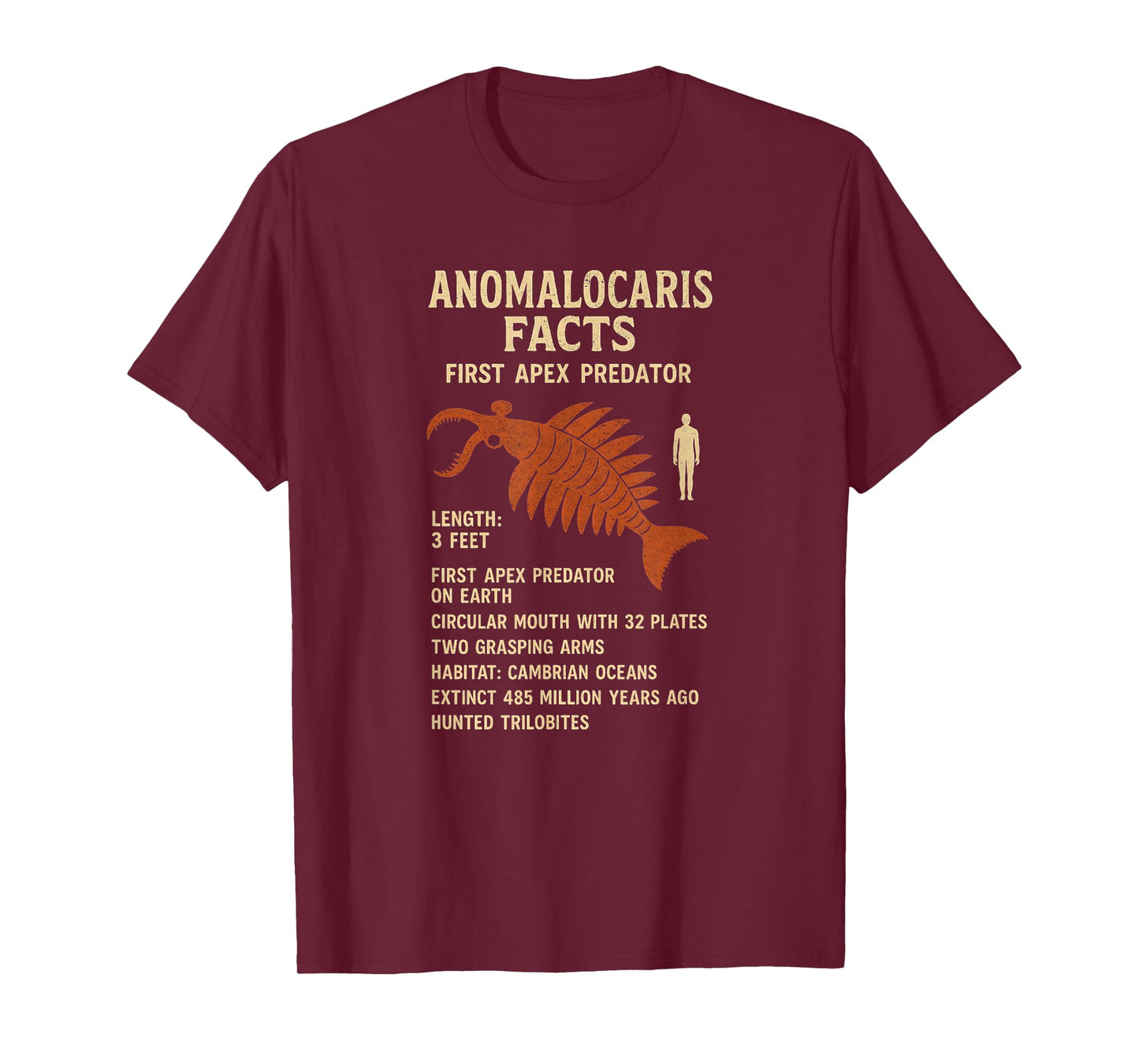 Anomalocaris Facts First Apex Predator Cambrian T-Shirt