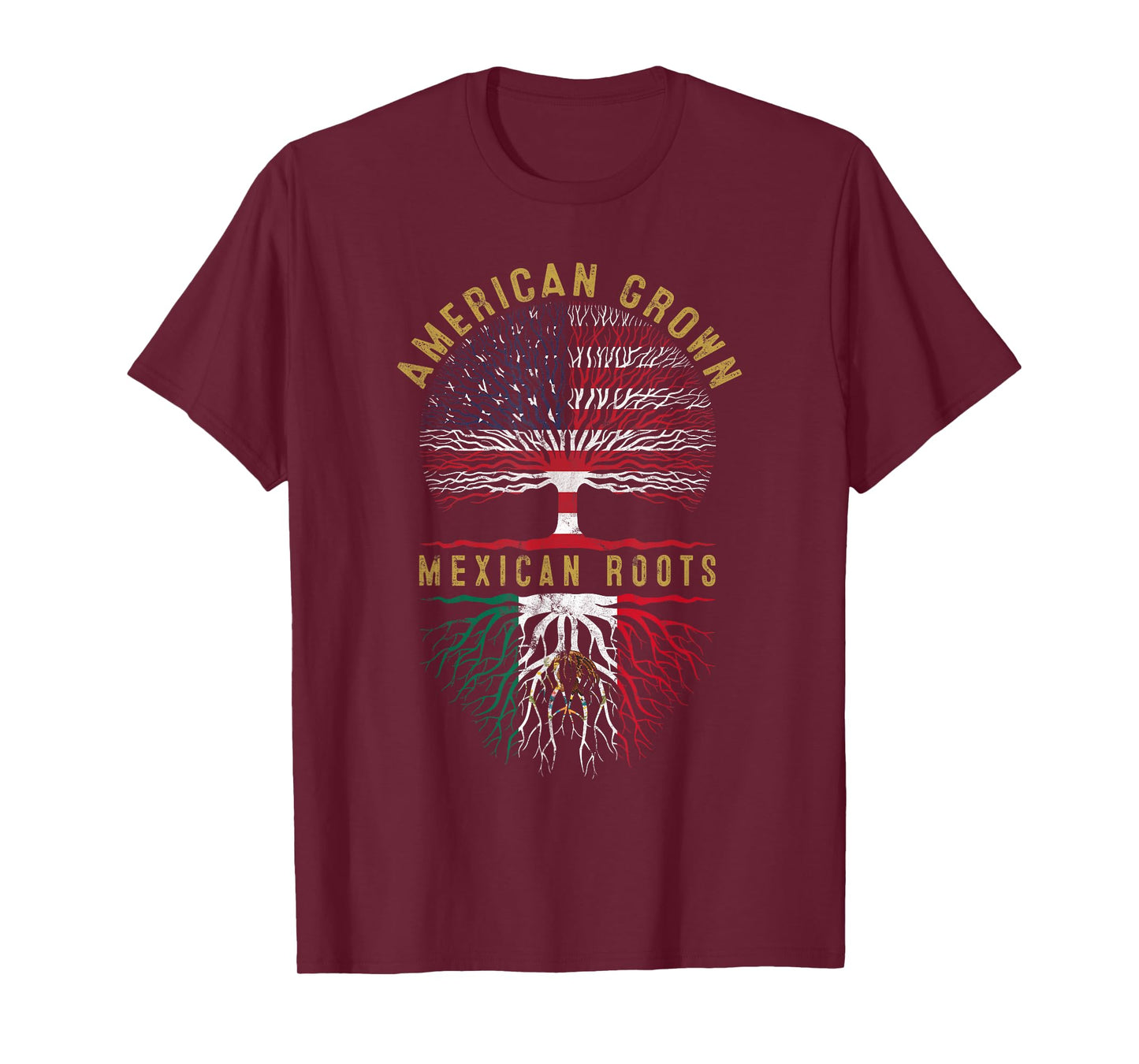 Distressed Tree USA Flag American Grown Mexican Roots T-Shirt
