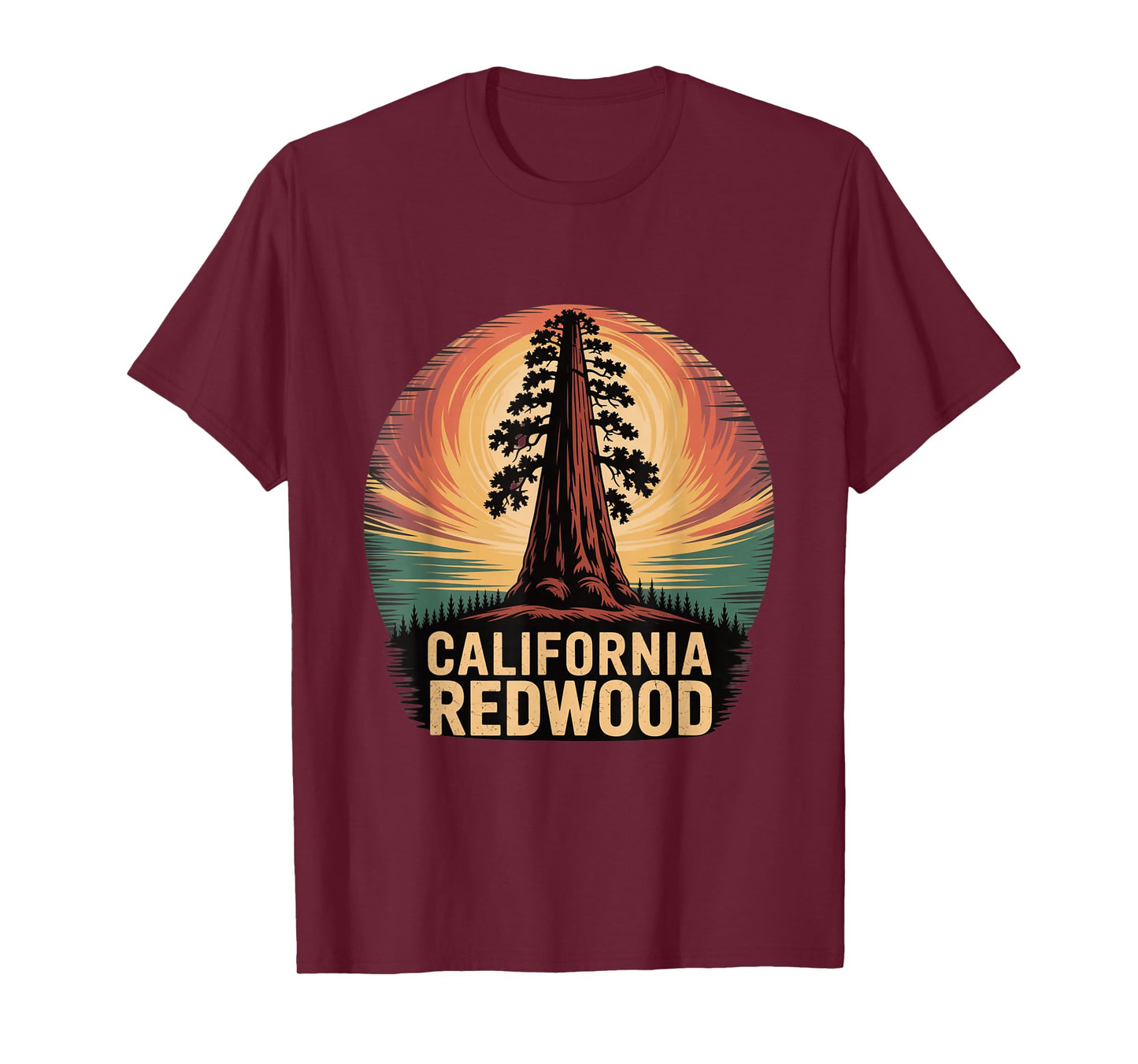California Redwood Tree Sunset Nature Outdoor Lovers T-Shirt