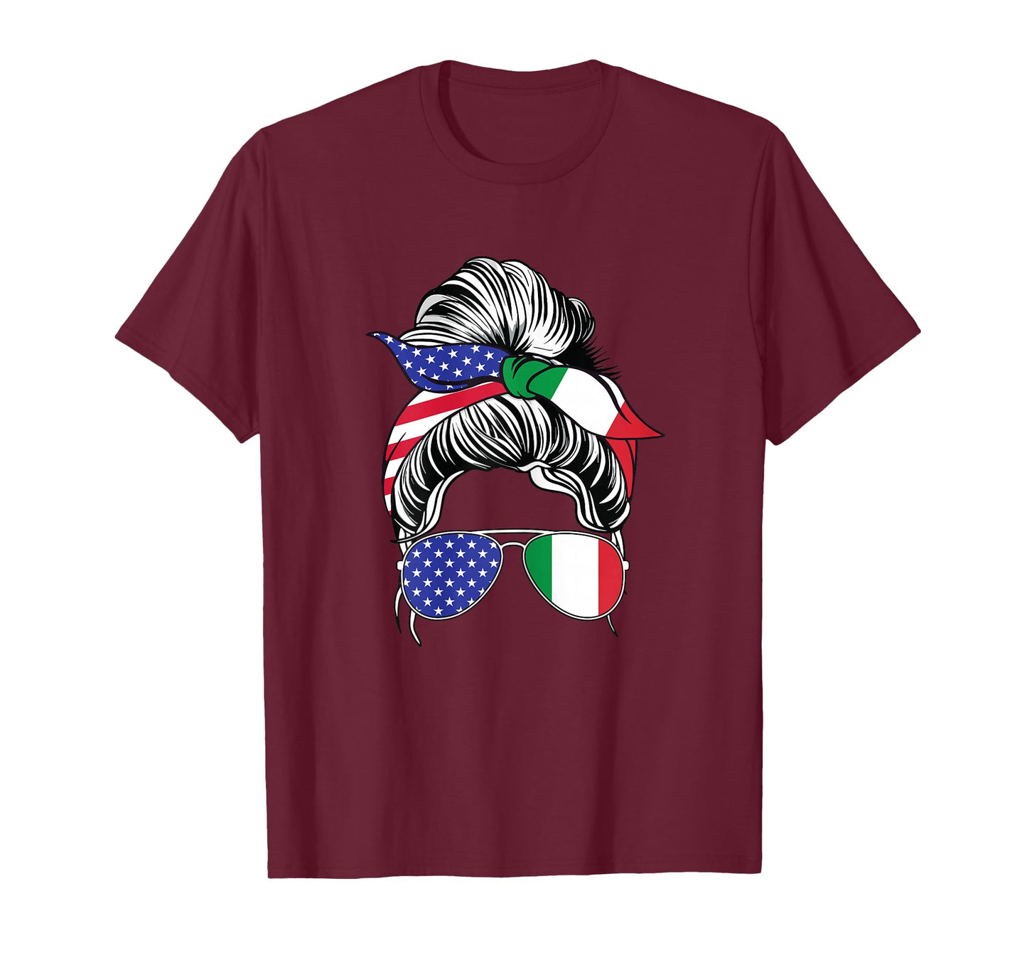 Italian Girl Italy Flag Woman USA American Patriotic Strong T-Shirt