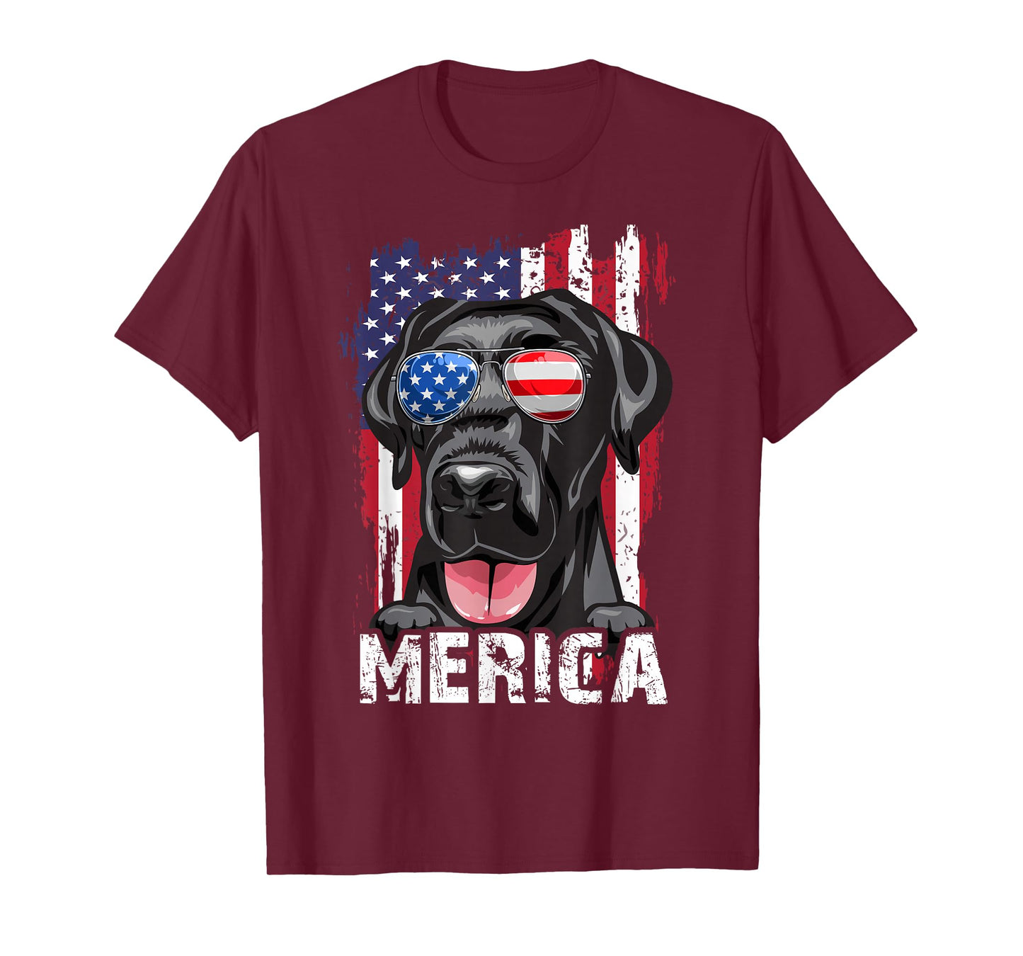 Merica Labrador Retriever American Flag 4th July USA Lab Dog T-Shirt