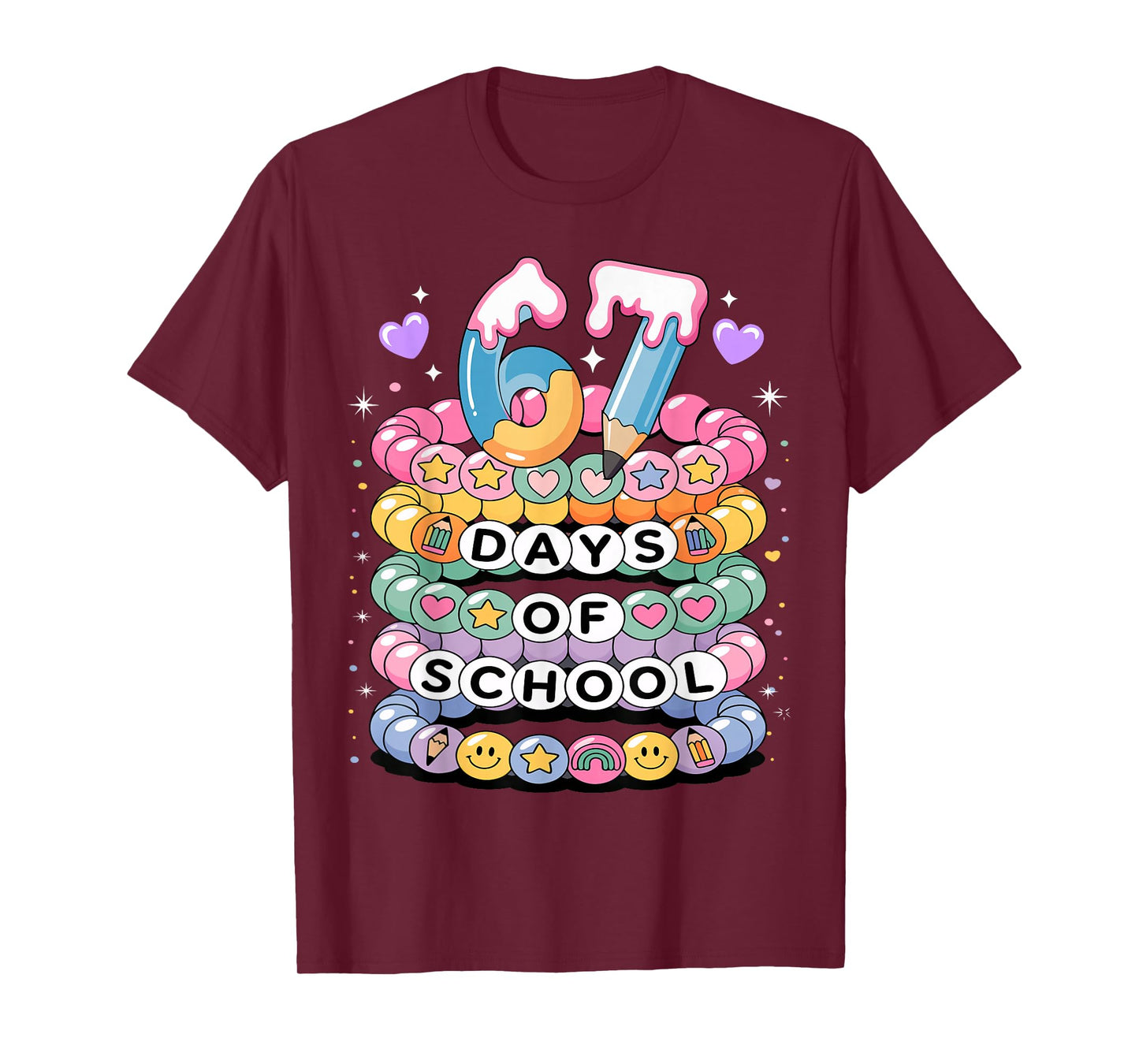 67 Days of School Meme Friendship Bracelets 100 Days Smarter T-Shirt