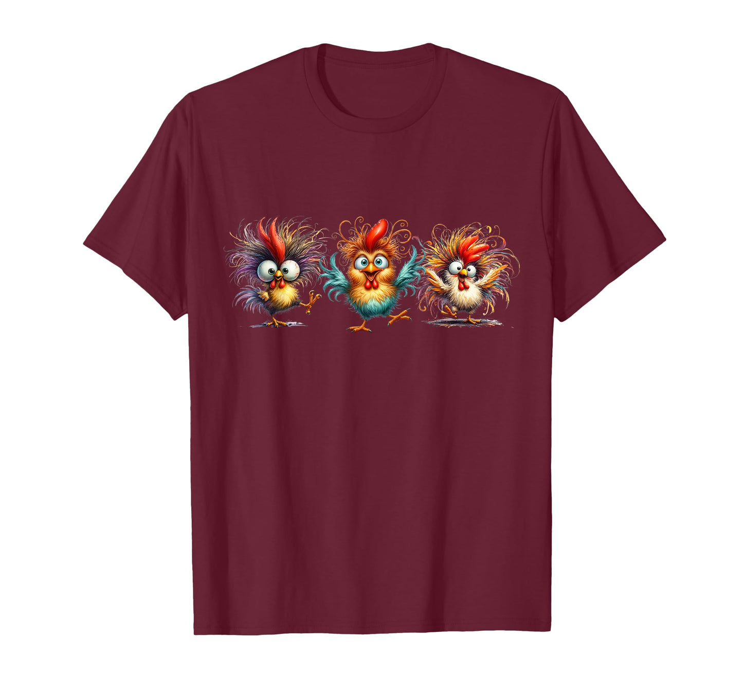 Chicken Art Crazy Chicken For Men Women Kid Boy Eagerlys Colorful Funny Chicken Art, Classic Modern Floral, Black, Unisex, Short Sleeve, T-Shirt, Small