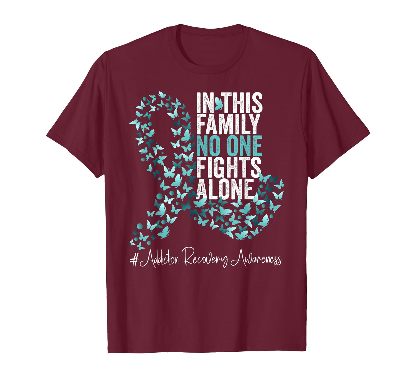Addiction Recovery Awareness Month Teal Ribbon T-Shirt