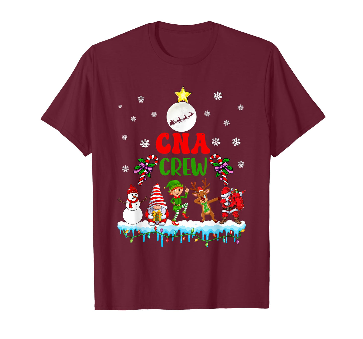 CNA Crew Xmas Dabbing Reindeer Santa Elf Proud Nurse Nursing T-Shirt