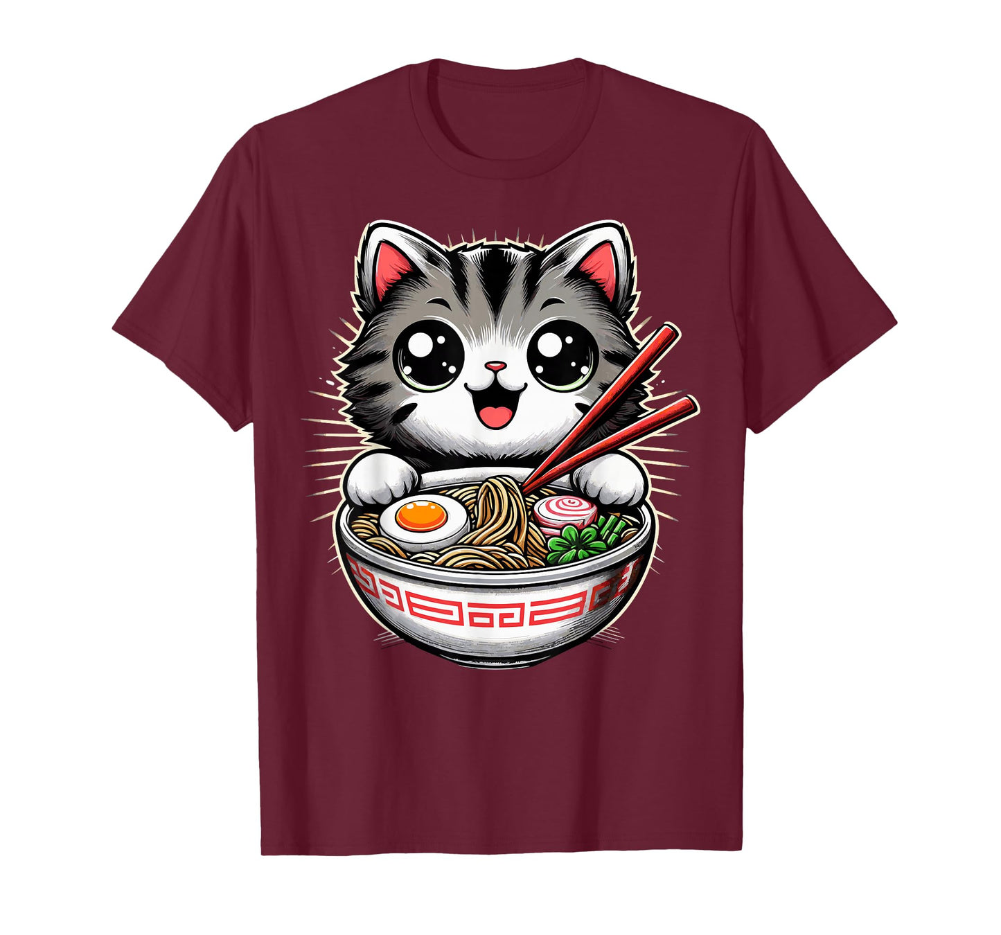 Cat Ramen Noodles Anime Kawaii Japanese T-Shirt