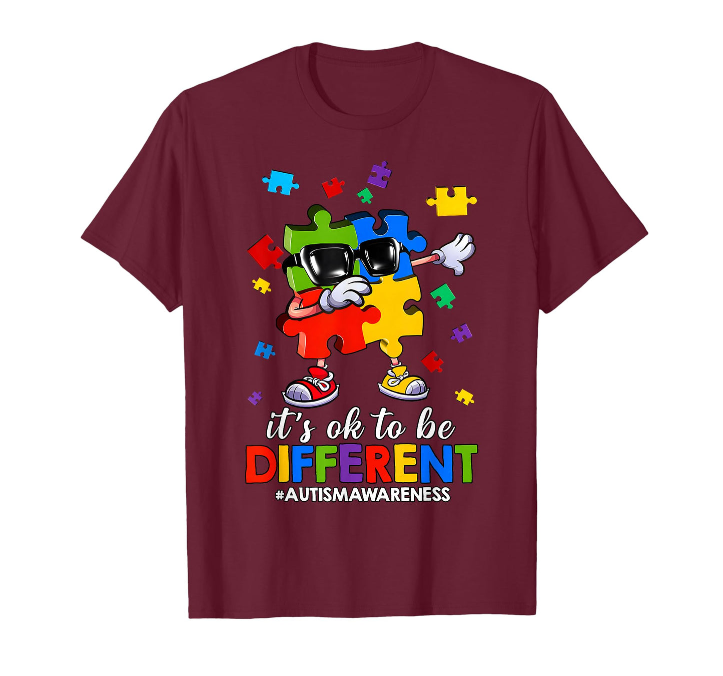 It's OK to Be Different Dabbing Puzzle Autism Awareness Kids T-Shirt