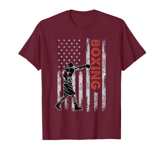 Boxing Lovers Vintage American Flag 4th Of July Gift T-Shirt for Women Kids Men