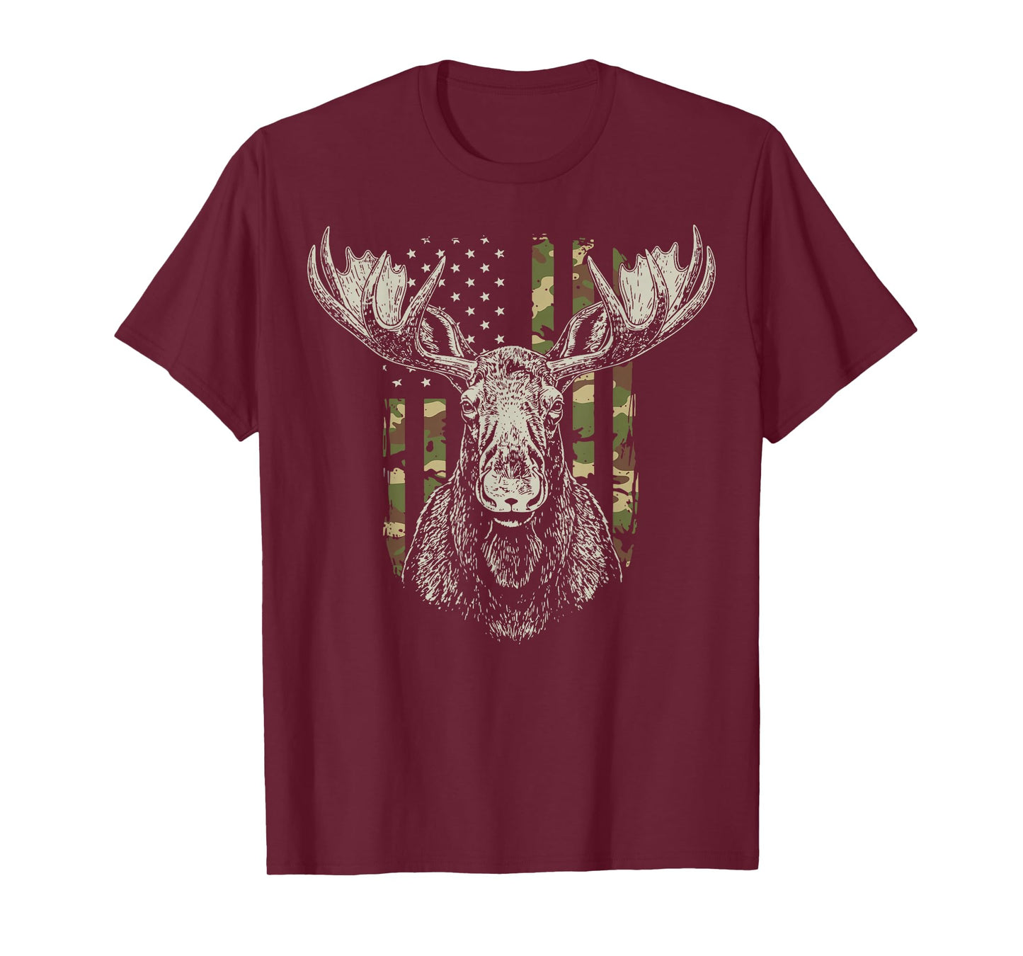 Moose US Flag Alaska America Wildlife T-Shirt