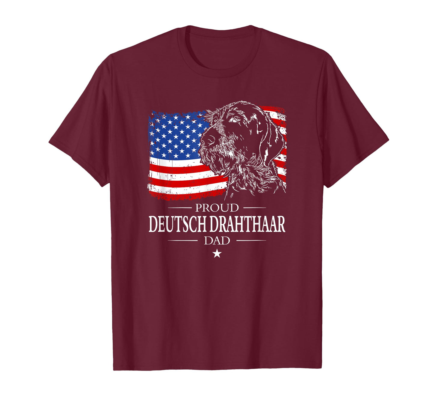 Proud Deutsch Drahthaar Dad American Flag patriotic dog gift T-Shirt for Men
