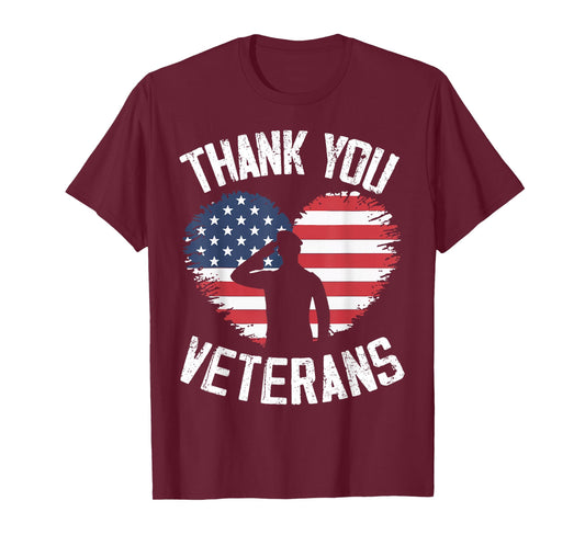 Thank You Veterans Patriotic American Flag Veterans Day T-Shirt