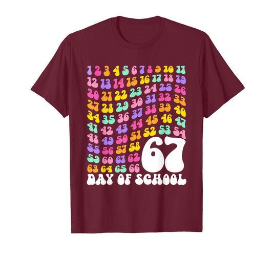 67th Day of School Teacher Kids 67 Math Numbers 100th Days T-Shirt