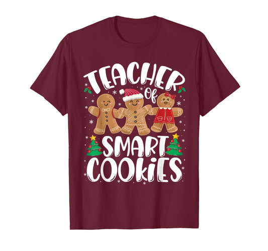 Christmas Teacher Of Smart Cookies Funny Cute Gingerbread T-Shirt