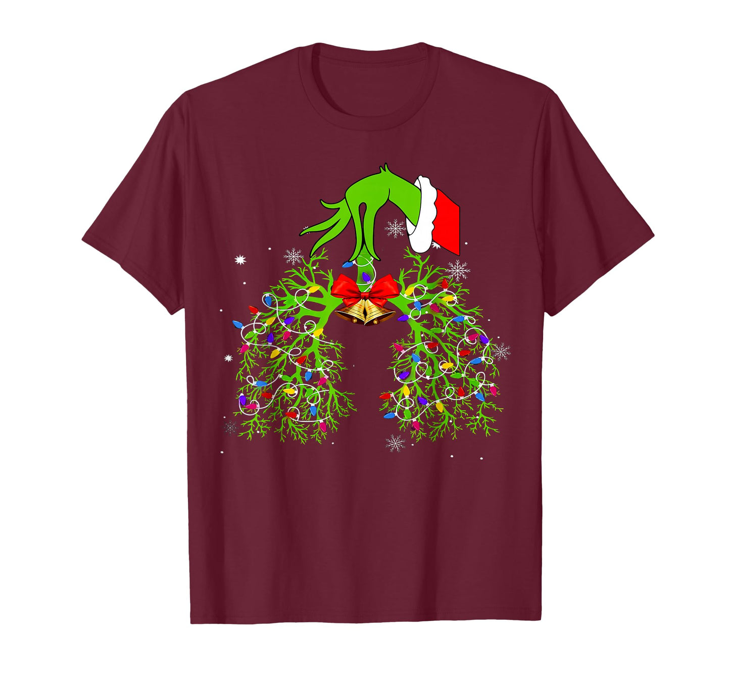 Christmas Nurse, Respiratory Therapist, Lung Xmas Lights T-Shirt
