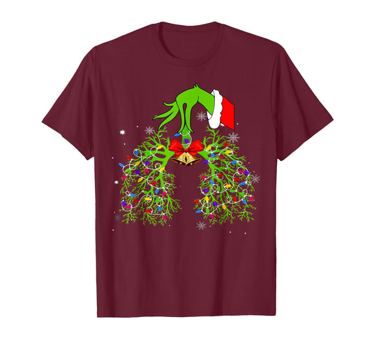 Christmas Nurse, Respiratory Therapist, Lung Xmas Lights T-Shirt