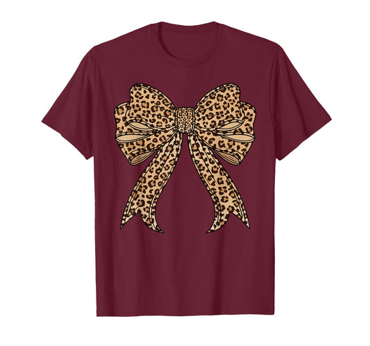 Coquette Bow Leopard for Women Girls Aesthetic Trendy Girly T-Shirt