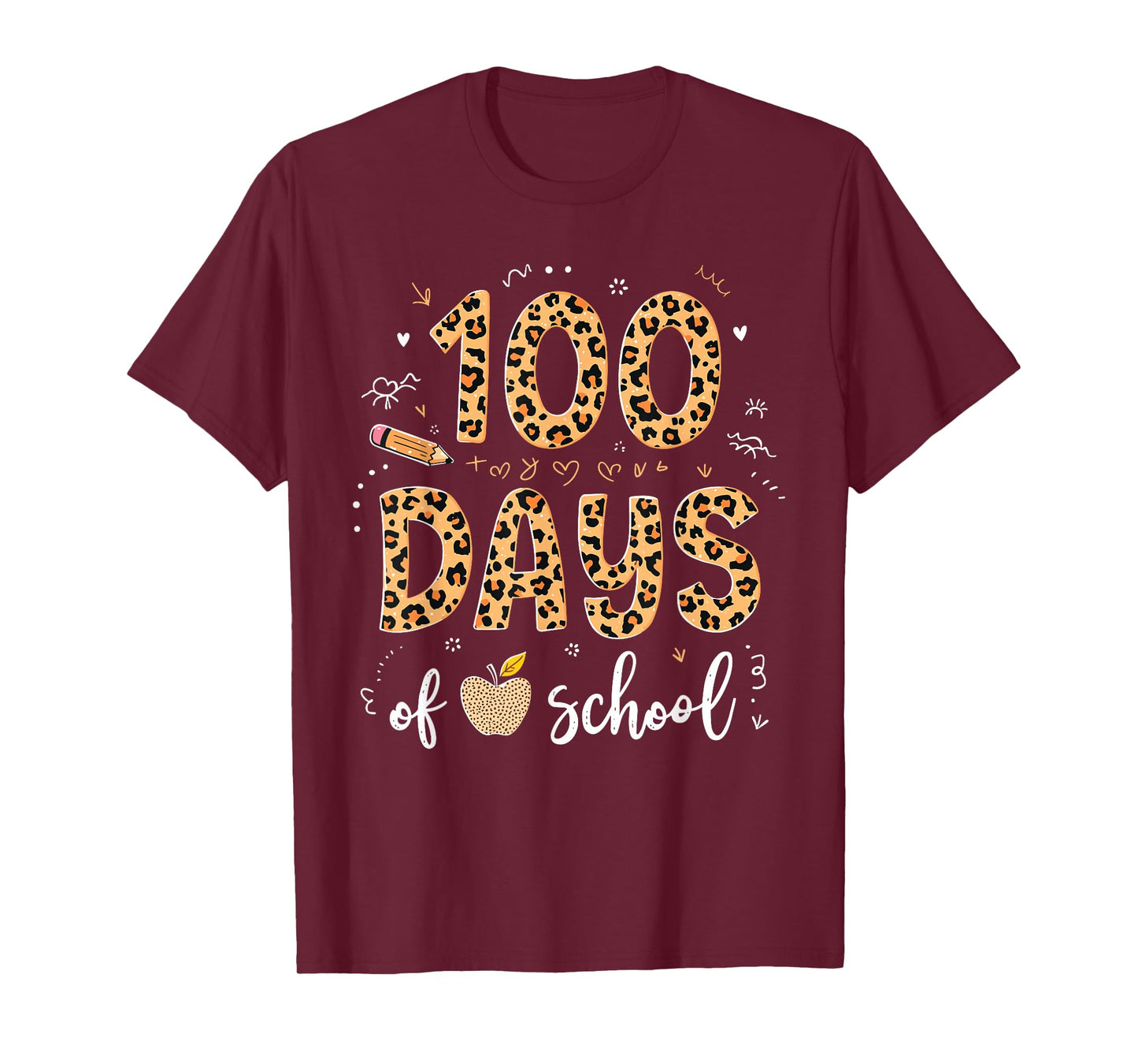 100 Days of School Leopard Print Design for Kids & Teachers T-Shirt