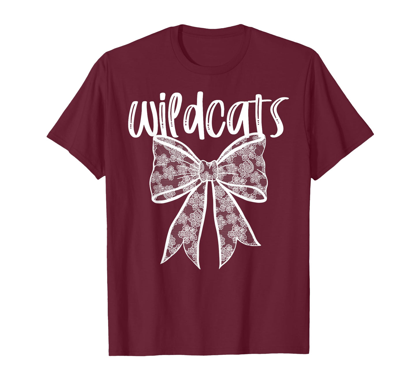 Wildcats Coquette Aesthetic Girly Team Mascot Lace Bow T-Shirt