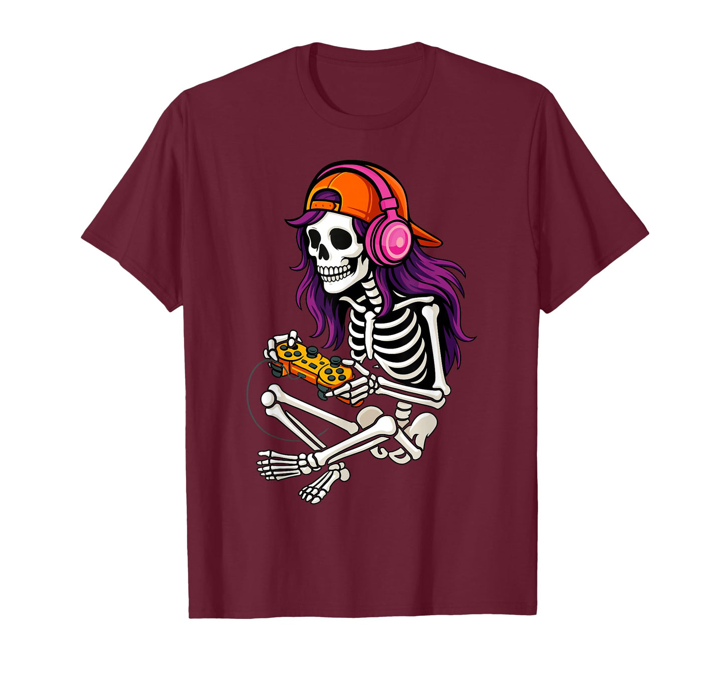Skeleton Girl Gamer Funny Halloween Costume Spooky Gaming T-Shirt
