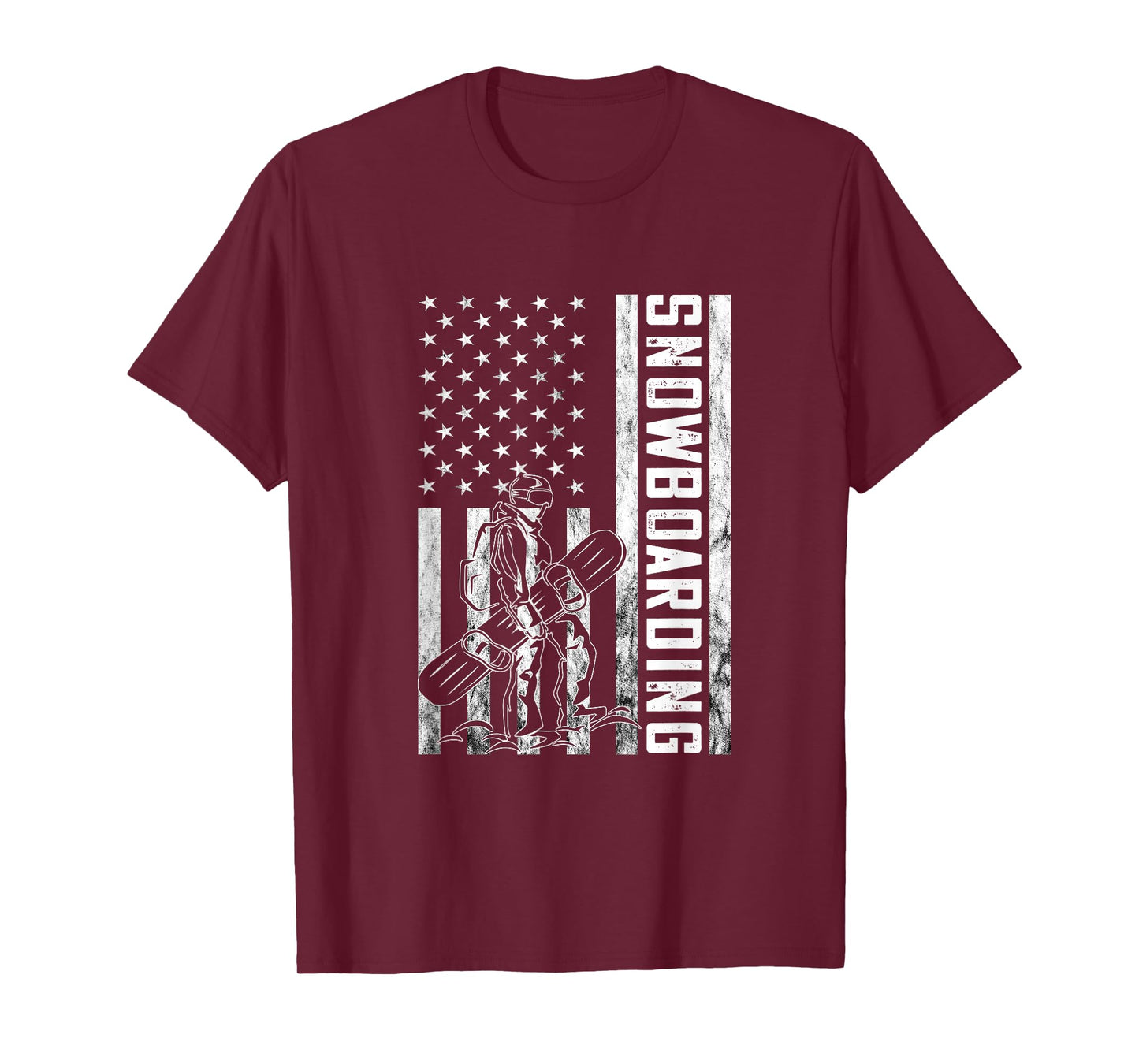 Snowboarding Vintage Snowboarder USA Flag America Snowboard T-Shirt