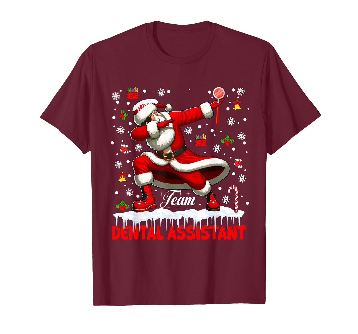 Team Dental Assistant Christmas Santa Dabbing Matching Job T-Shirt