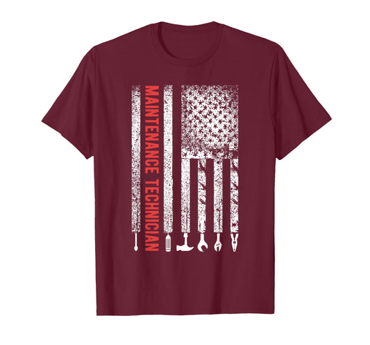 Maintenance Technician American Flag Maintenance Tech T-Shirt