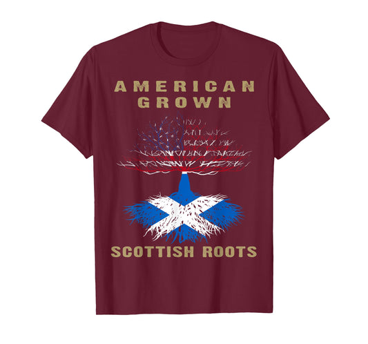 American-Grown Scottish Roots Scotland Flag T-Shirt
