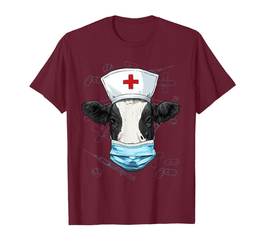 Cow Nurse Shirt Nursing Student Registered Nurse RN LPN CNA T-Shirt