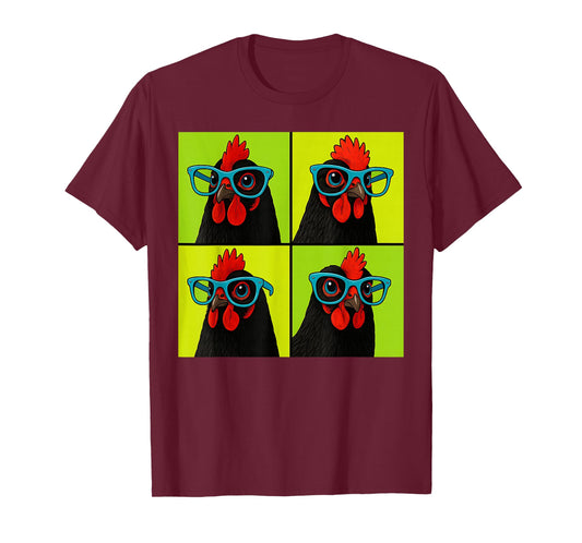 Chicken Wearing Blue Glasses Funny Farm Bird T-Shirt