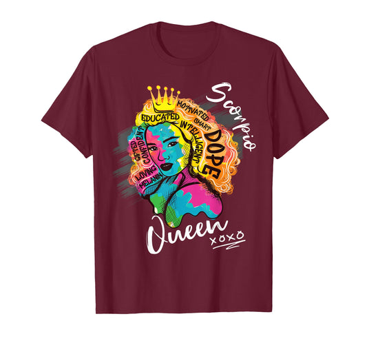 Scorpio Queen Zodiac Sign with Dope Melanin Women T-Shirt