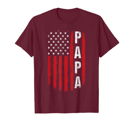Proud Papa Father's Day Patriotic Dad USA flag T-Shirt