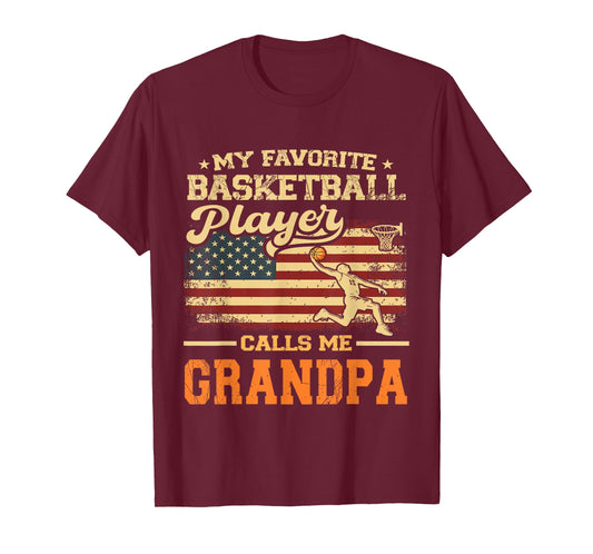 My Favorite Basketball Player Calls Me Grandpa US Flag T-Shirt