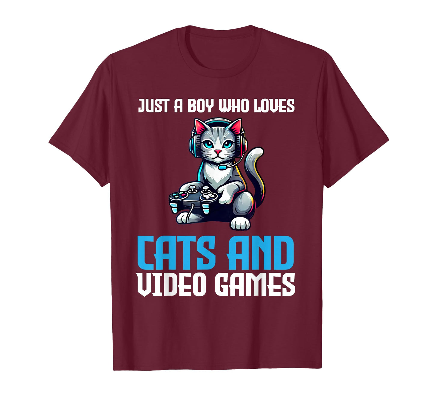 Just A Boy Who Loves Cats And Video Games Gamer T-Shirt