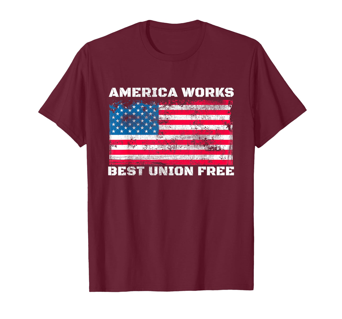 Anti Union America Works Best Union Free Vintage US Flag T-Shirt