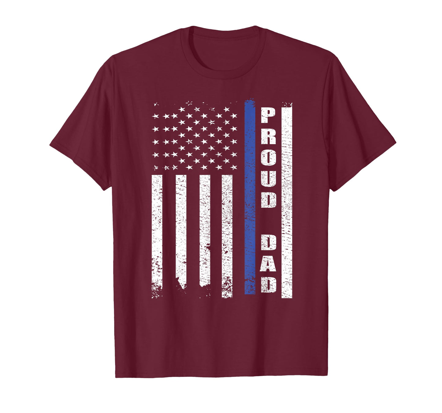 Proud Police Dad US Flag | Cop Police Officer Dad Blue Line T-Shirt
