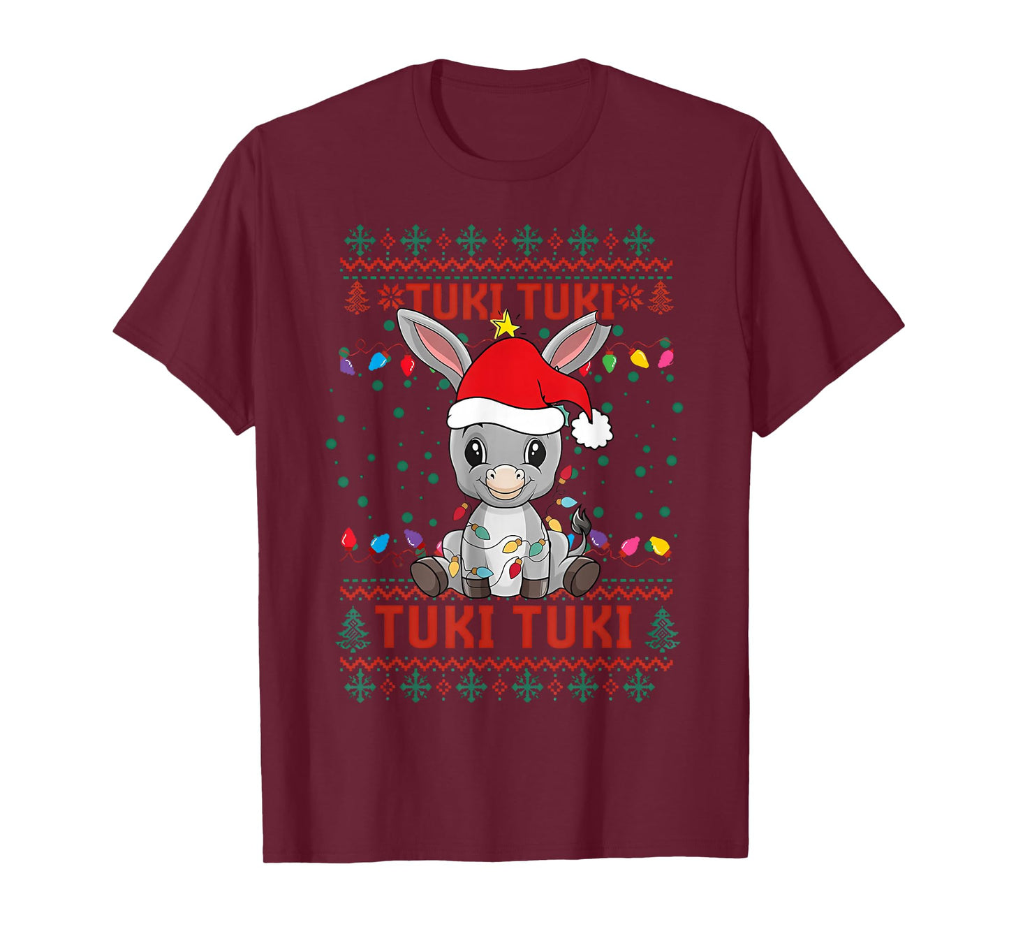 Tuki Tuki Donkey Santa Hat Spanish Mexican Christmas Sweater T-Shirt