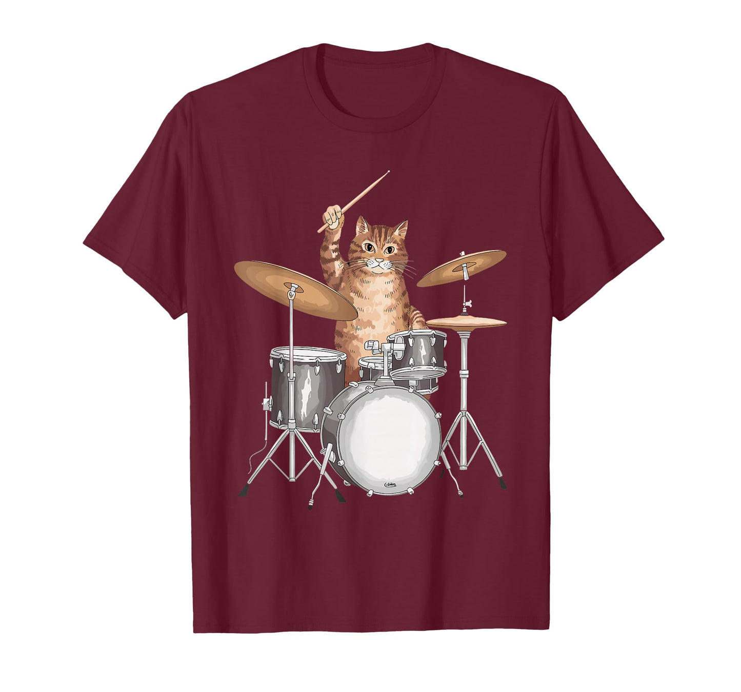 Drumstick Kitten Drum Cat Drumming Music Instrument Cat Drummer T-Shirt - Unisex-Adults, Black, Small, Short Sleeve, T-Shirt