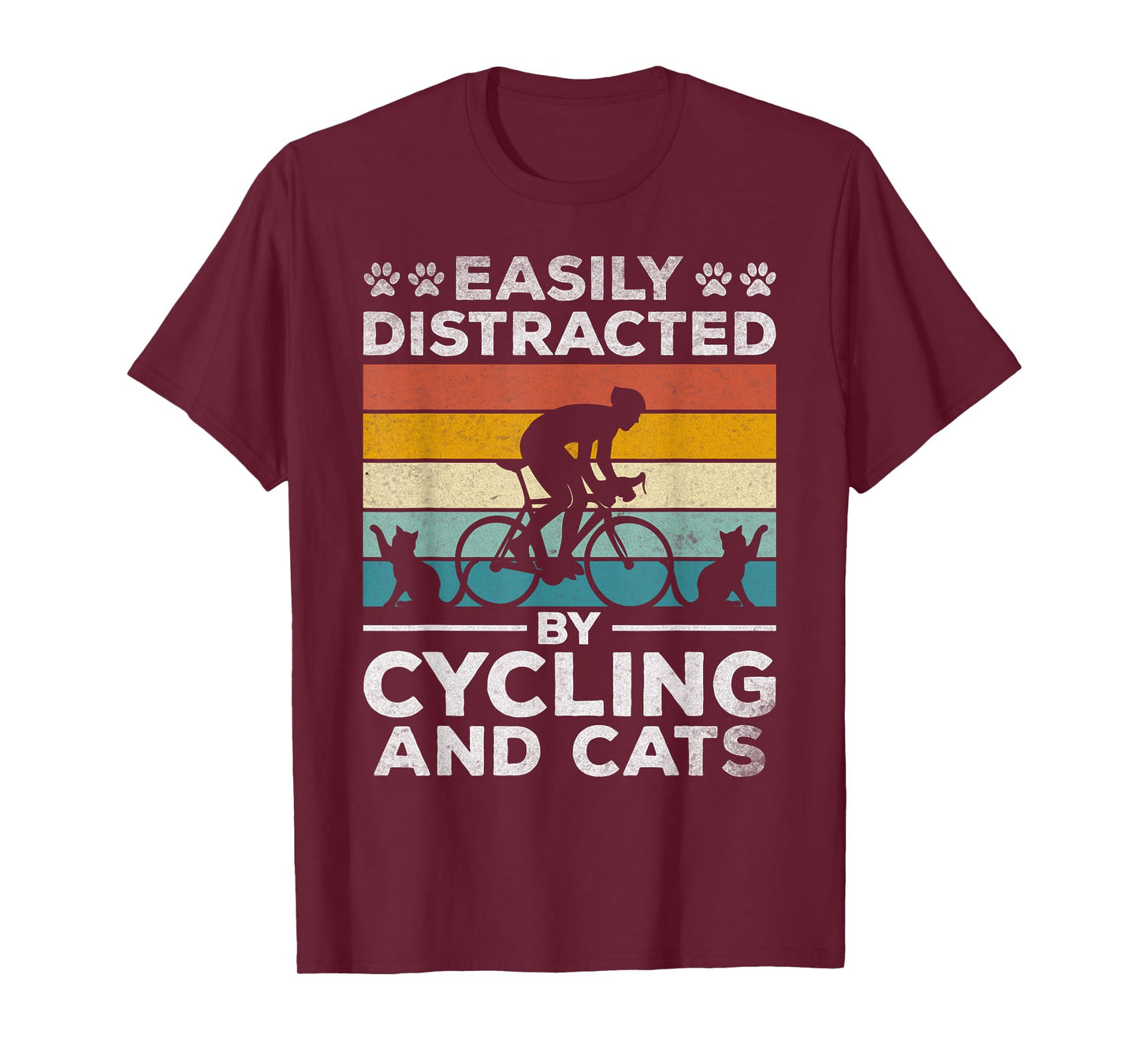 Easily Distracted By Cycling And Cats I Bicycle Cyclist T-Shirt