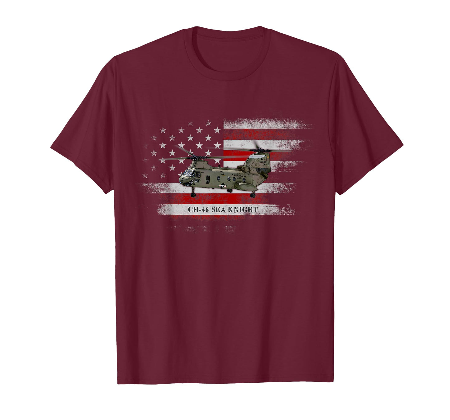 CH-46 Sea Knight Helicopter USA Flag Helicopter Pilot Gifts T-Shirt