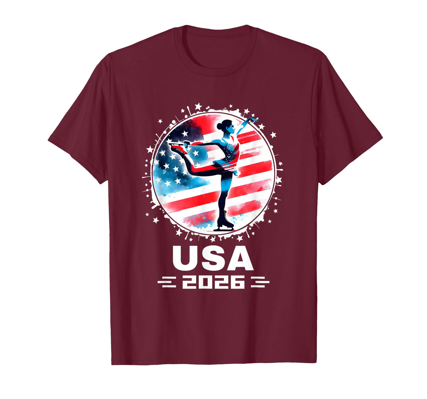 Figure Skating USA Go USA Team Tshirt USA Flag 2026 Women T-Shirt
