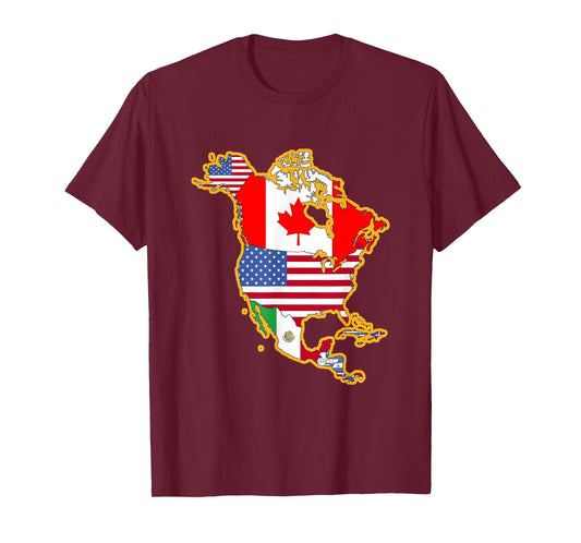 North America Continent Flag Shirt - Geography Shirt T-Shirt