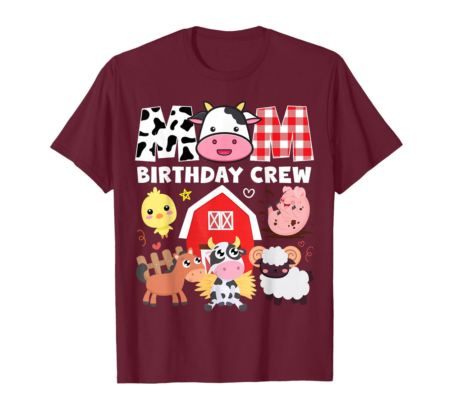 Cow Mom Birthday Crew Farm Theme Animals Kids Birthday Party T-Shirt